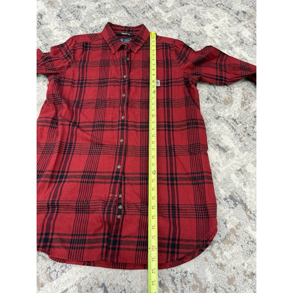 Carhartt Women's XL Size 16-18 Rugged Flex Tunic Midweight Red Black Flannel - Picture 4 of 8
